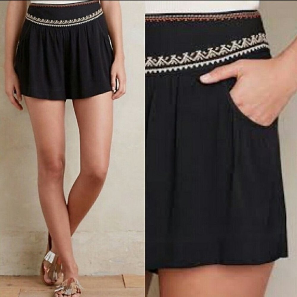 Anthro Elevenses Embroidered ‘Swifty’ Shorts